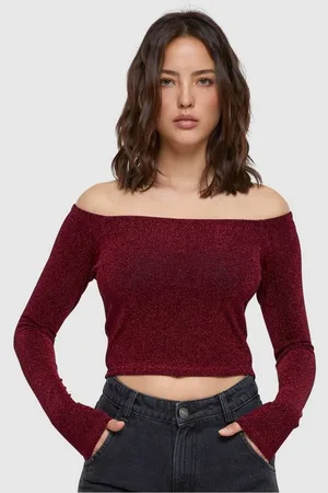Urban classics Longsleeve Damen Ladies Off Shoulder Glitter Longsleeve (1-tlg)