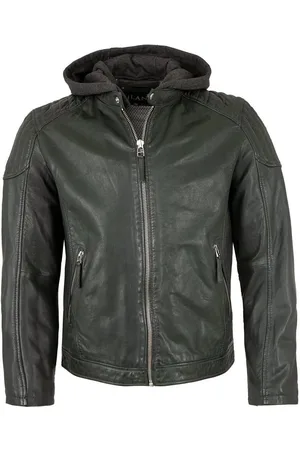 Jilani Lederjacke Arrow - Herren Lederjacke Kapuze Lammnappa petrol - Verkäufer: Lederjacken24