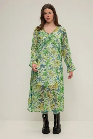 STUDIO UNTOLD Jerseykleid Maxikleid A-Line Chiffon Blumen-Print V-Ausschnitt - Verkäufer: Popken Fashion Group