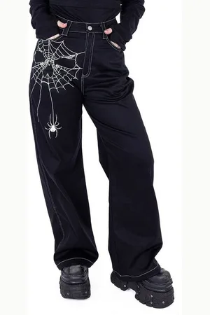Heartless Stoffhose Widow Maker Gothic Spinnennetz Rave Pants Weites Bein - Verkäufer: Schompi Trading e.K.