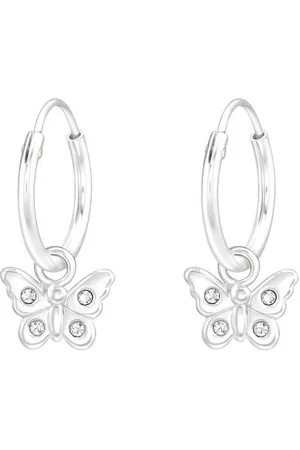 ALEXANDER YORK Paar Creolen Charm-Ohrringe SCHMETTERLING mit Kristallen weiß, 2-tlg., 925 Sterling Silber - Verkäufer: