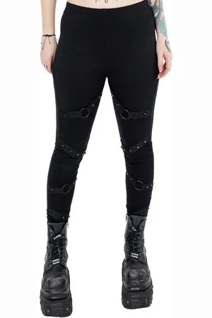 Weiße Leggings mit Riemen