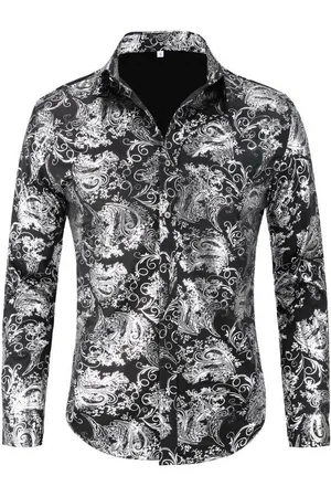Allthemen Langarmhemd Herren Jacquard Freizeithemd für Party - Verkäufer:
