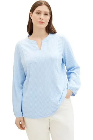 TOM TAILOR Langarmshirt im Streifendesign und mit V-Ausschnitt