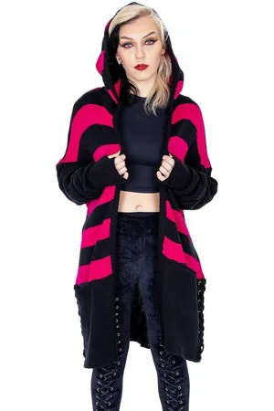 Heartless Strickjacke Willa Cardigan Pink Schwarz Gestreift Grunge Punk Streifen - Verkäufer: Schompi Trading e.K.