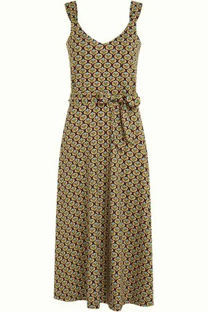 King Louie Midikleid - Gemustertes Vintage Trägerkleid mit Bindegürtel - Verkäufer: Schneider Fashion Store