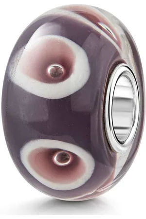 Materia Bead Glas Punkte Kreise Luftblasen Rosa Lila Weiß 807, Hülse aus 925 Sterling Silber - Verkäufer: Schmuck