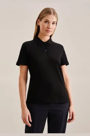 Seidensticker Poloshirt Schwarze Rose Kurzarm Kragen Uni