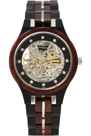 Green Time Automatikuhr ZW178B, Armbanduhr, Damenuhr, Holzuhr, Leuchtzeiger