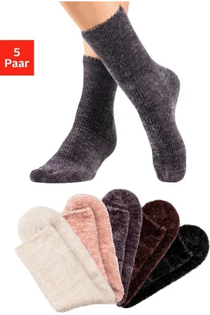 Lavana Kuschelsocken (Packung, 5-Paar) Bettsocken aus weichem, leicht glänzendem Chenillegarn