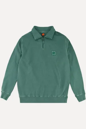 TRENDSPLANT Rundhalspullover Sauce Loopback Pigment Dyed Half Zip Sweater Foliage Green - Verkäufer: 247Group GmbH