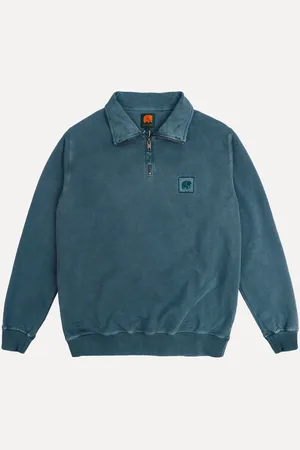 TRENDSPLANT Rundhalspullover Sauce Pigment Dyed Half Zip Sweater Elm Green - Verkäufer: 247Group GmbH