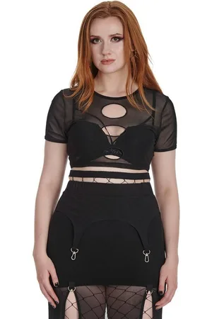Banned Retro Shirttop Eclipse Mesh Netz Top Cut Out Ausschnitt Gothic Punk Distressed - Verkäufer: Schompi Trading e.K.