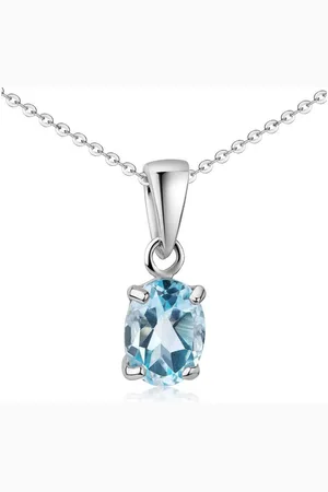 Materia Kettenanhänger Blautopas Anhänger Edelstein oval KA-204, 925 Sterling Silber, rhodiniert - Verkäufer: Schmuck