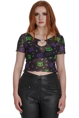 Banned Retro Shirttop Alien Space Cat UFO Katze Mesh Oberteil Space Kitty - Verkäufer: Schompi Trading e.K.