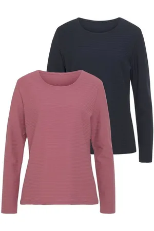 Lascana Langarmshirt mit Streifenstruktur (2er-Pack) aus weicher Baumwoll-Qualität
