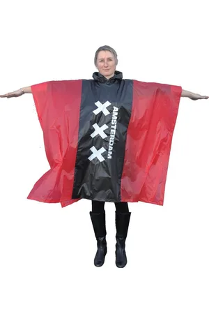 Nicola Benson Taschenregenschirm Poncho Amsterdam rot / schwarz - Verkäufer: Camptropia
