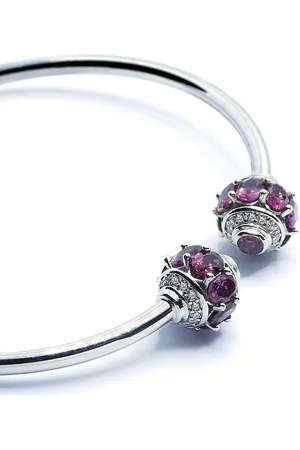 Goldene Hufeisen Armreif echter Rhodolith Granat Armreif 925 Sterling-Silber Rhodiniert, Damen-Schmuck mit Edelsteine - Verkäufer: