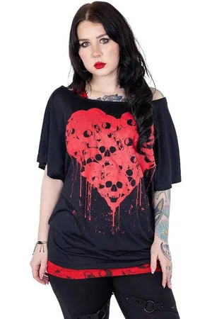 Heartless 2-in-1-Top Skull Heart Totenkopf Herz Print Shirt - Verkäufer: Schompi Trading e.K.