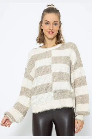 SASSYCLASSY Strickpullover Lässiger Pullover mit versetzten Blockstreifen Pullover mit versetzten Blockstreifen - Verkäufer: