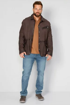 Boston Park Lederjacke Lederjacke Used-Optik-Nähte bis 74 - Verkäufer: Popken Fashion Group