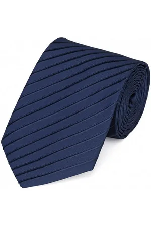 Fabio Farini Krawatte elegante Dunkelblaue Herren Krawatten - Schlips in 8cm (ohne Box, Gestreift) Breit (8cm), Twilight Blue - Verkäufer: