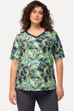 Ulla Popken T-Shirt T-Shirt Blätter antibakteriell V-Ausschnitt - Verkäufer: Popken Fashion Group