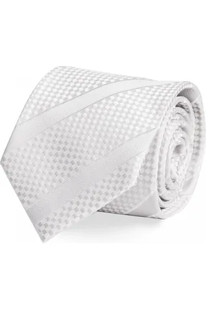 Fabio Farini Krawatte verschiedenfarbige Helle Herren Schlips in 8cm (ohne Box, Gestreift) Breit (8cm), Struktur Kariert - Kristallweiß - Verkäufer: