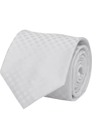 Fabio Farini Krawatte verschiedenfarbige Helle Herren Schlips in 8cm (ohne Box, Kariert) Breit (8cm), Kariert Struktur - Spatial White - Verkäufer:
