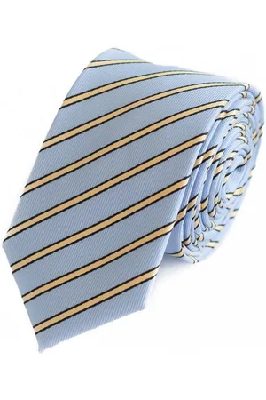 Fabio Farini Krawatte Herren Krawatten Blautöne - klassische Männer Schlipse in 6cm (ohne Box, Gestreift) Schmal (6cm), Hellblau Gelb - Uranus/Queen Yellow/Dark Baltic - Verkäufer: