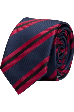 Fabio Farini Krawatte Herren Krawatten Blautöne - klassische Männer Schlipse in 8cm Breite (ohne Box, Gestreift) Breit (8cm), Dunkelblau Dunkelrot - Imperial Blue/Ruby/Black - Verkäufer: