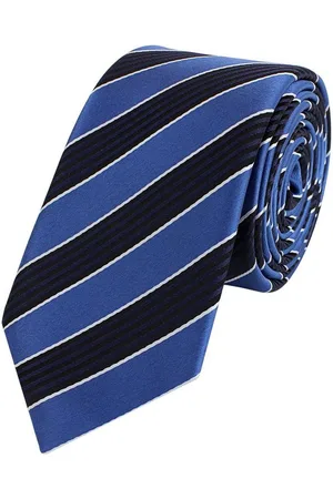 Fabio Farini Krawatte Herren Krawatte Blautöne - verschiedene Blaue Männer Schlips in 6cm (ohne Box, Gestreift) Schmal (6cm), Blau Schwarz Striefen - Cordon Bleu/Noir/Blanc - Verkäufer:
