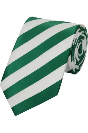Fabio Farini Krawatte Grüne Herren Krawatten - Schlips mit Farbton in 8cm (ohne Box, Gestreift) Breit (8cm), /Weiß - Verkäufer: