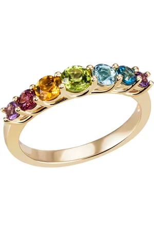 Firetti Fingerring Schmuck Geschenk Silber 925 Silberring Ring Regenbogen, mit Amethyst, Rhodolith, Citrin, Peridot, Topas