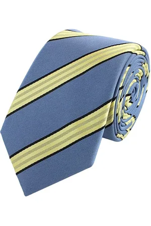 Fabio Farini Krawatte Herren Krawatte Blautöne - verschiedene Blaue Männer Schlips in 6cm (ohne Box, Gestreift) Schmal (6cm), Blau Gelb - Glacier Blue/Creamed Butter/Black - Verkäufer: