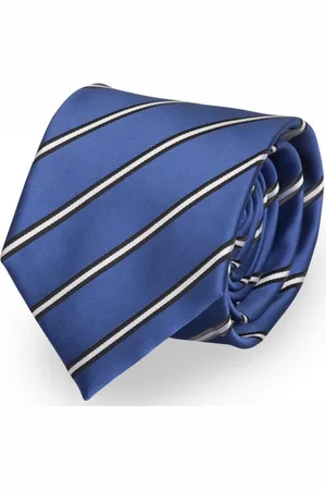 Fabio Farini Krawatte Herren Krawatten Blautöne - klassische Männer Schlipse in 8cm Breite (ohne Box, Gestreift) Breit (8cm), Blau Weiß Streifen - Electrify/Black/White - Verkäufer: