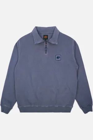 TRENDSPLANT Rundhalspullover Sauce Loopback Pigment Dyed Quarter Zip Sweater Faded Navy - Verkäufer: 247Group GmbH
