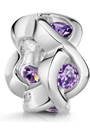 Materia Bead Zirkonia Charms Element geflochten Lila Violett 686, 925 Sterling Silber - Verkäufer: Schmuck