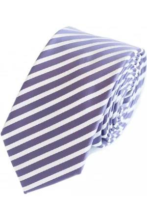 Fabio Farini Krawatte Herren Krawatte Lila - verschiedene Lila Männer Schlips in 6cm (ohne Box, Gestreift) Schmal (6cm), Lila Weiß - Plump Purple/White - Verkäufer: