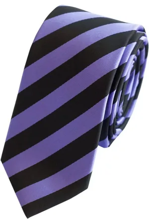 Fabio Farini Krawatte Herren Krawatte Lila - verschiedene Lila Männer Schlips in 6cm (ohne Box, Gestreift) Schmal (6cm), Lila Schwarz - Clear Purple/Black - Verkäufer: