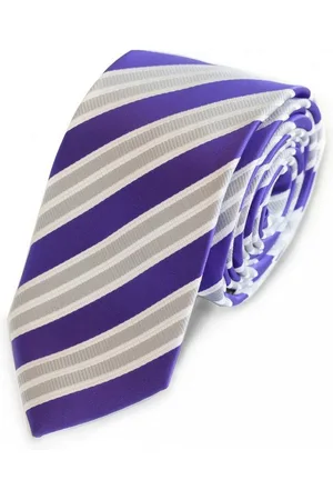 Fabio Farini Krawatte Herren Krawatte Lila - verschiedene Lila Männer Schlips in 6cm (ohne Box, Gestreift) Schmal (6cm), Lila Grau Weiß - Amethyst/Cotton - Verkäufer: