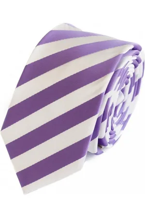 Fabio Farini Krawatte Herren Krawatte Lila - verschiedene Lila Männer Schlips in 6cm (ohne Box, Gestreift) Schmal (6cm), Weiß Lila - Mistic Purple/White - Verkäufer: