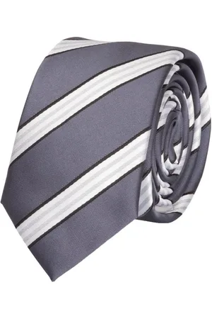 Fabio Farini Krawatte Herren Krawatte Grau - verschiedene Grau Männer Schlips in 6cm (ohne Box, Gestreift) Schmal (6cm), Grau Weiß Schwarz - Gentle Grape/Grey Moth/Black - Verkäufer:
