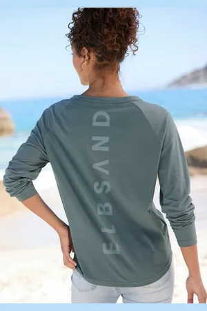ELBSAND Longsleeve Tinna mit Logodruck hinten, Langarmshirt aus Baumwoll-Mix, sportlich-casual