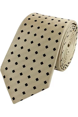 Fabio Farini Krawatte Herren Krawatte Blautöne - verschiedene Blaue Männer Schlips in 6cm (ohne Box, Gepunktet) Schmal (6cm), Gobi Beige/Black - Verkäufer: