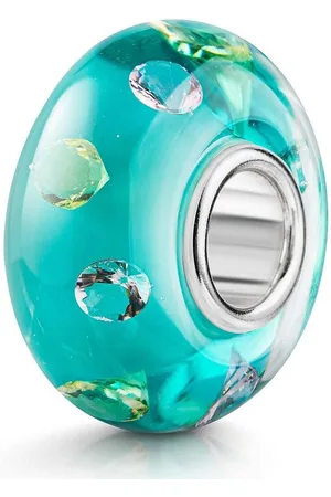 Materia Bead Glas Charm Element mit Zirkonia Türkis Weiß Gelb Rosa 944, Hülse aus 925 Sterling Silber - Verkäufer: Schmuck