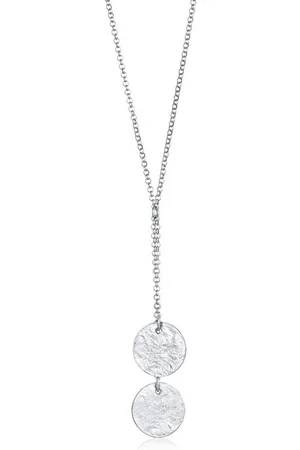 Elli Kette mit Anhänger Y-Kette Plättchen Coin Strukturiert 925 Silber, Plättchen - Verkäufer: JULIE & GRACE GmbH