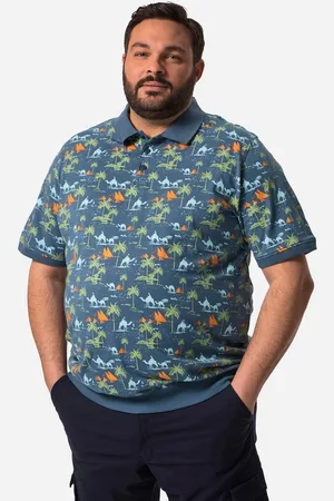 Men Plus Poloshirt Men+ Poloshirt Bauchfit Halbarm allover Print - Verkäufer: Popken Fashion Group