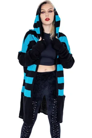 Heartless Strickjacke Willa Cardigan Schwarz Gestreift Grunge Punk Streifen - Verkäufer: Schompi Trading e.K.