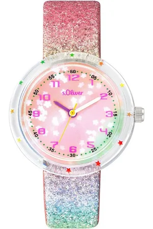 QS by s.Oliver Quarzuhr 2037719, Armbanduhr, Kinderuhr, Mädchenuhr, Sterne, ideal auch als Geschenk